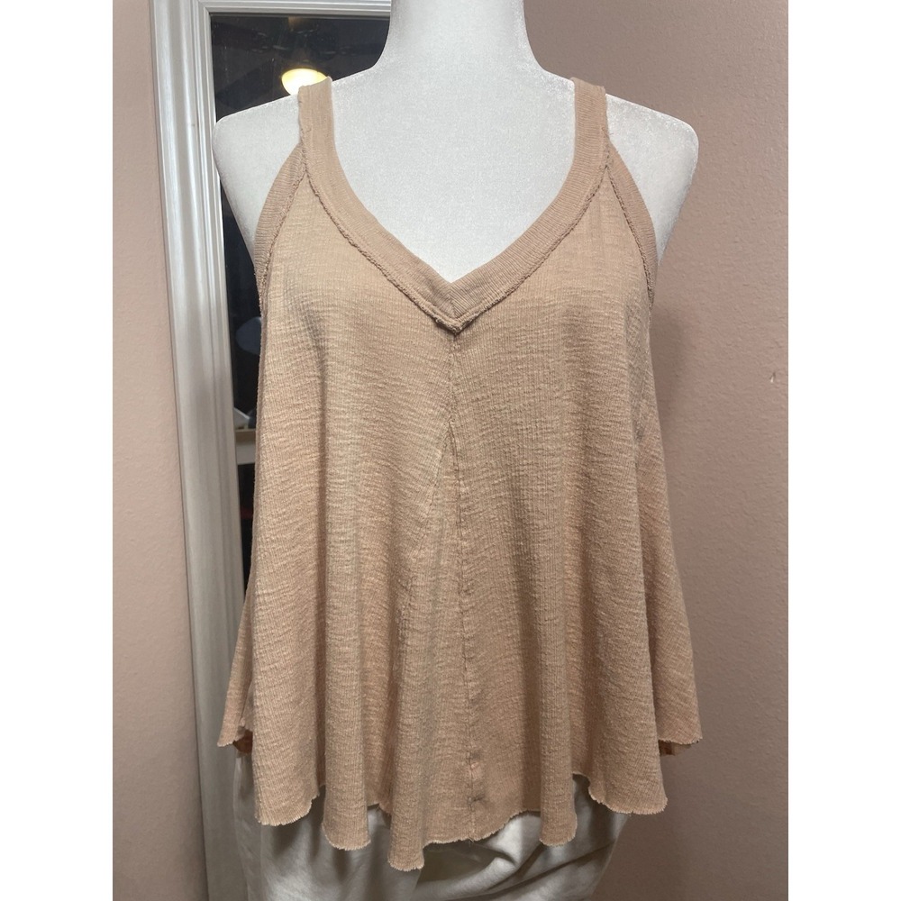 Free People We The Free Tank Top Womens Medium Peach Flowy Raw Hem Boho Knit